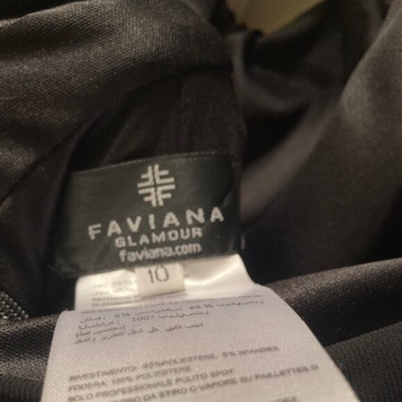 Faviana Glamour black embellished cold shoulder gown - Picture 5 of 7